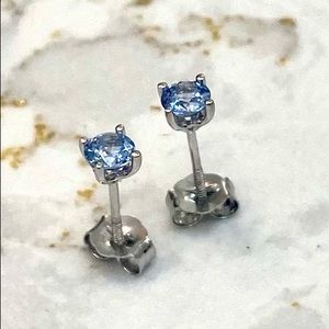 Shane Co. Ice Blue Sapphire White Gold Studs